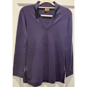 Tory Burch‎ Purple Sweater Tunic 100% Cashmere Size XS
